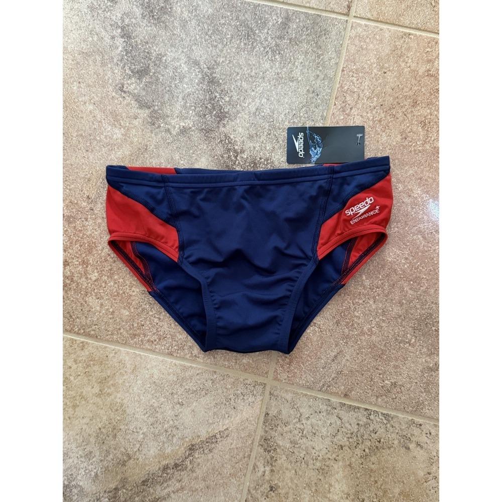 Men's Speedo Endurance +  Spark Splice Brief - Size 32 Navy/Red NWT